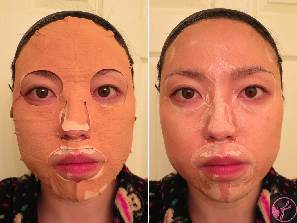 Red Earth Clay Spa Mask On (Left) / Mask Off (Right)