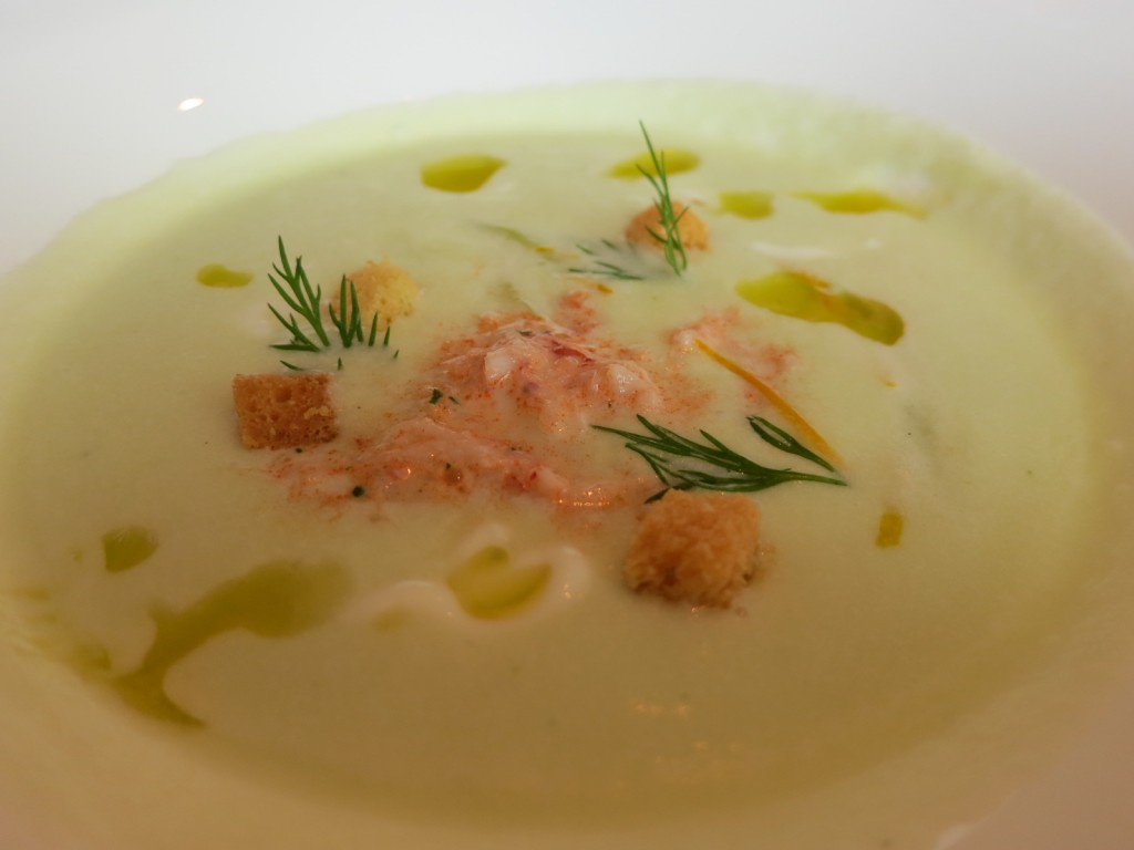 New Farms Chilled Cucumber Soup Yarmouth Lobster, Dill & Hewitt’s Buttermilk