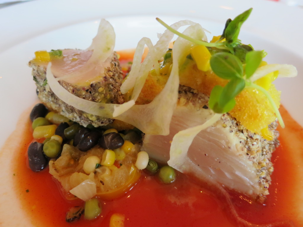 Albacore Tuna Succotash, Corn Jalapeño Chutney & Tomato Fennel Broth