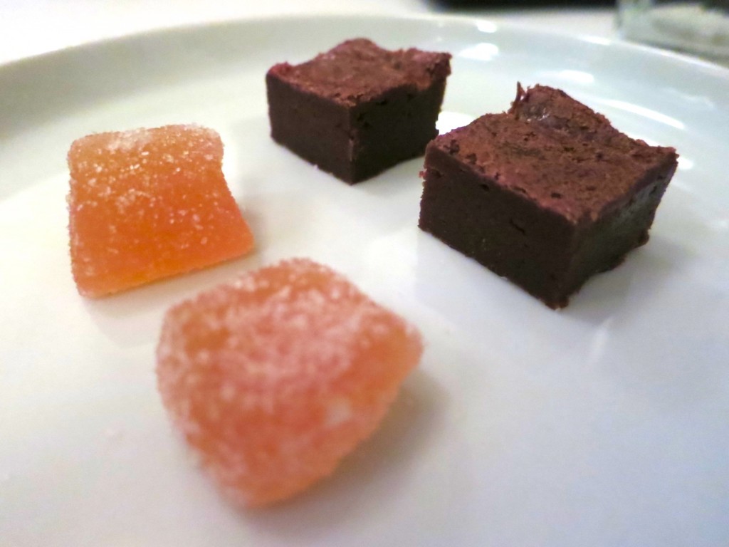 Brown Butter Brownie and Lychee Paté de Fruit